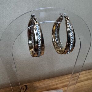 Elegant Gold and Crystal Hoop Earrings